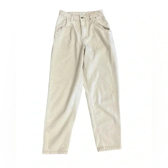 MNG Cream Wide Leg Balloon Fit High Rise Jeans Size  26 - Picture 1 of 8